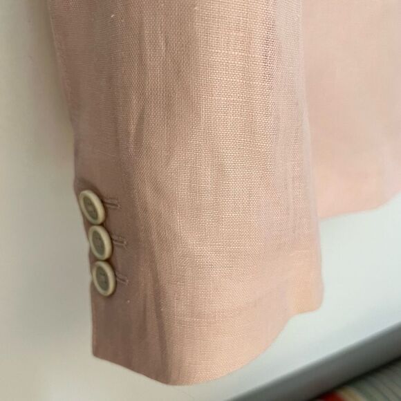 Zara Mens Pink Linen Suit Jacket Blazer - Picture 6 of 8